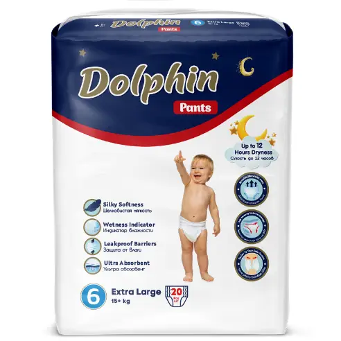Підгузки Трусики дитячі Dolphin 6 Exta large 15+ кг 20 шт